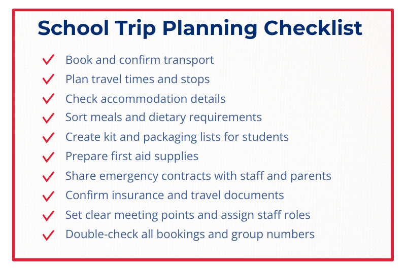 school trip checklist