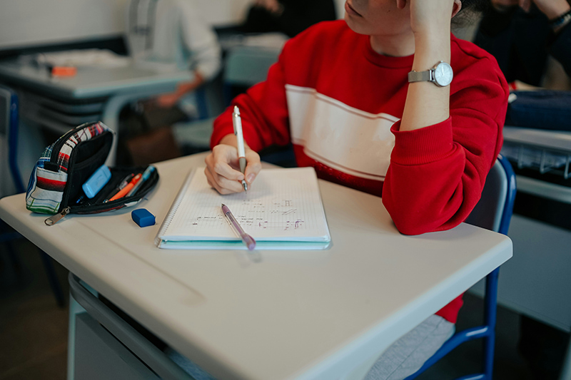 student in a classroom