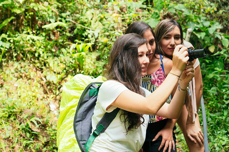 students taking photo on a trip